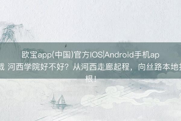 欧宝app(中国)官方IOS|Android手机app下载 河西学院好不好？从河西走廊起程，向丝路本地扎根！