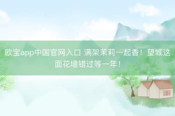欧宝app中国官网入口 满架茉莉一起香！望城这面花墙错过等一年！