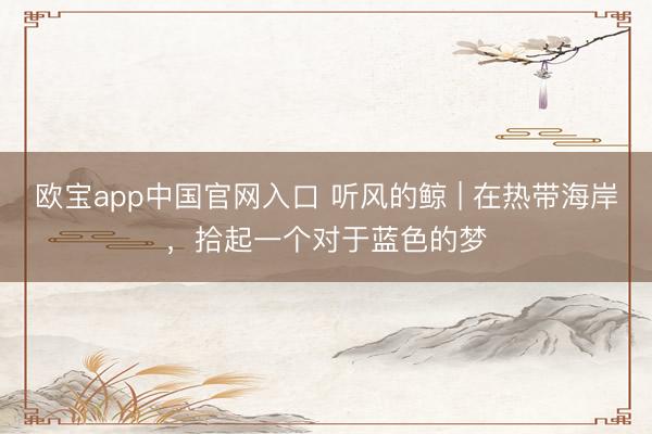 欧宝app中国官网入口 听风的鲸 | 在热带海岸，拾起一个对于蓝色的梦