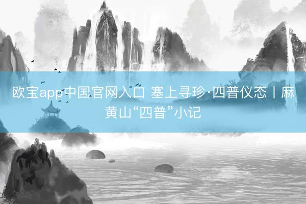 欧宝app中国官网入口 塞上寻珍·四普仪态丨麻黄山“四普”小记