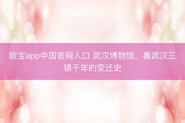 欧宝app中国官网入口 武汉博物馆，看武汉三镇千年的变迁史