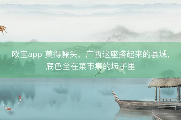 欧宝app 莫得噱头，广西这座搭起来的县城，底色全在菜市集的坛子里