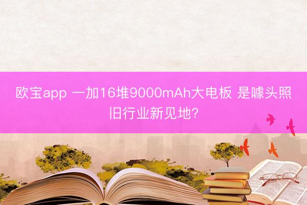 欧宝app 一加16堆9000mAh大电板 是噱头照旧行业新见地?
