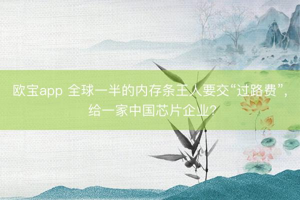 欧宝app 全球一半的内存条王人要交“过路费”， 给一家中国芯片企业?