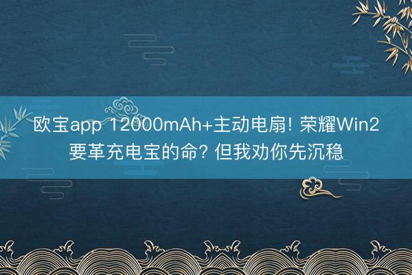 欧宝app 12000mAh+主动电扇! 荣耀Win2要革充电宝的命? 但我劝你先沉稳
