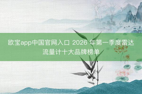 欧宝app中国官网入口 2026 年第一季度雷达流量计十大品牌榜