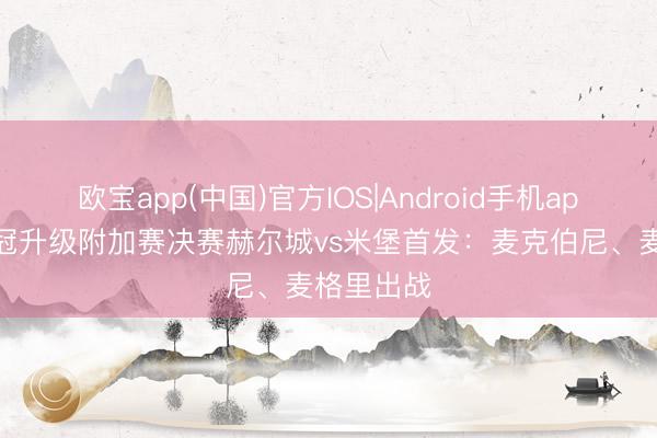 欧宝app(中国)官方IOS|Android手机app下载 英冠升级附加赛决赛赫尔城vs米堡首发：麦克伯尼、麦格里出战
