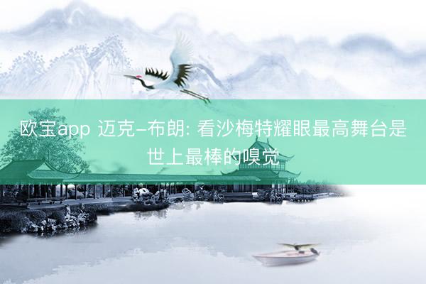 欧宝app 迈克-布朗: 看沙梅特耀眼最高舞台是世上最棒的嗅觉